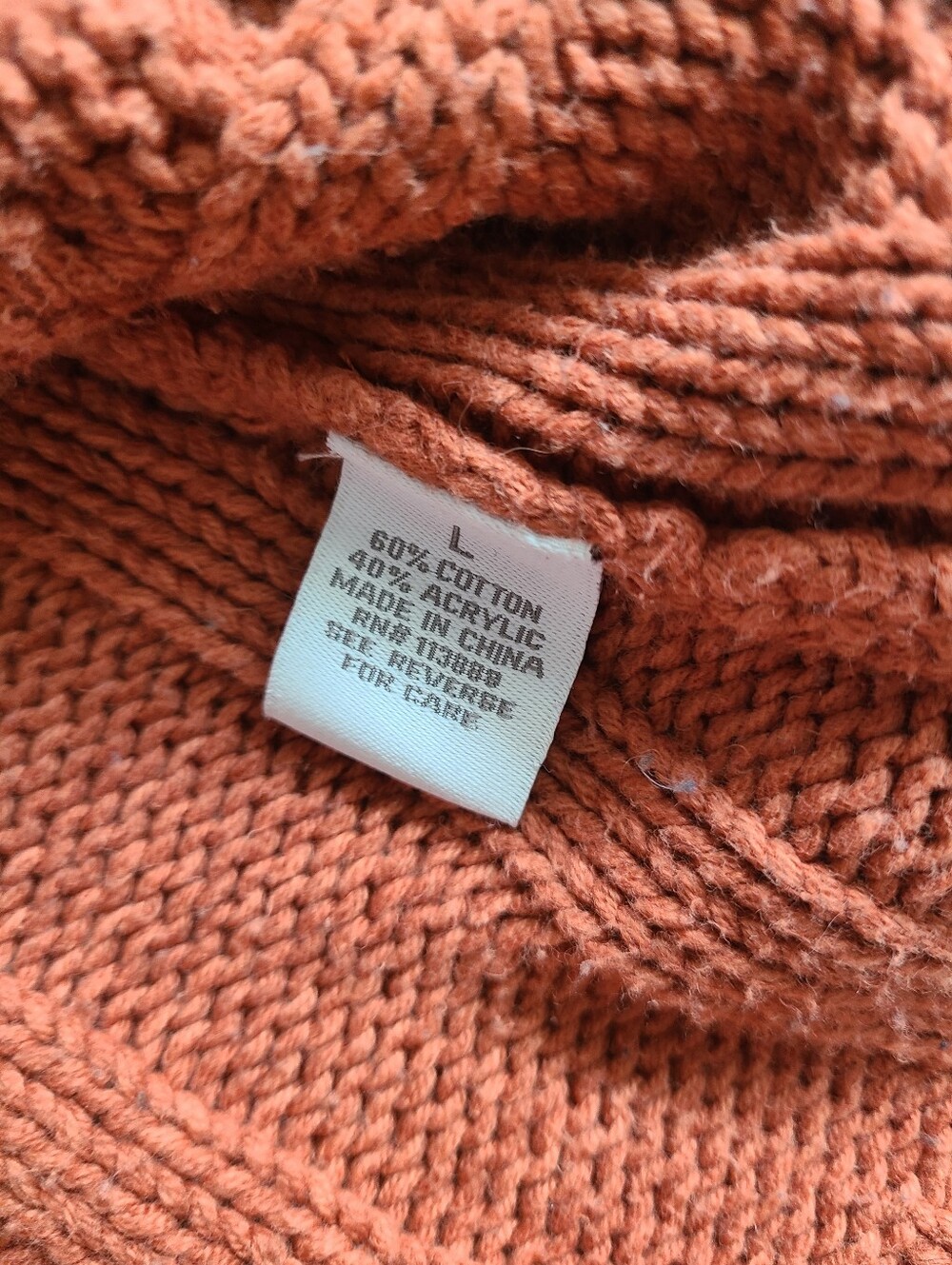 Dressbarn Cable Knit Cardigan Sweater Cottagecore Size L Rust Brown Cotton - Picture 7 of 7